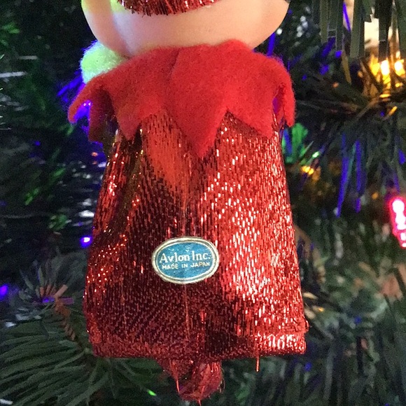 Vintage Red Metallic Avlon Inc Christmas Japan Knee Hugger Pixie Elf Ornament - Picture 4 of 4